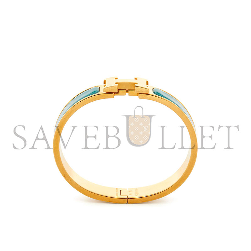 H**mes clic h turquoise enamel gold plated bracelet